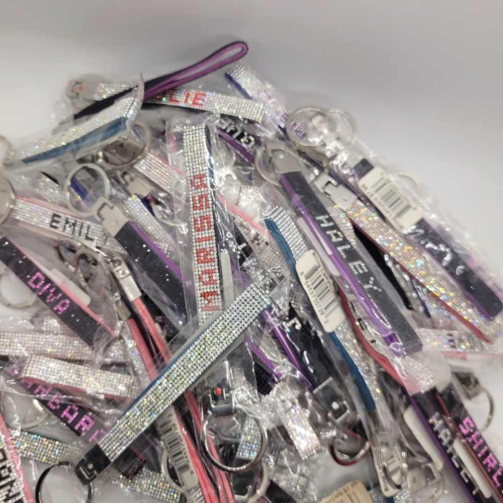 Bling Rhinestone Name Keychain Wristlet Bag Charm New Resellers Lot - Picture 5 of 16